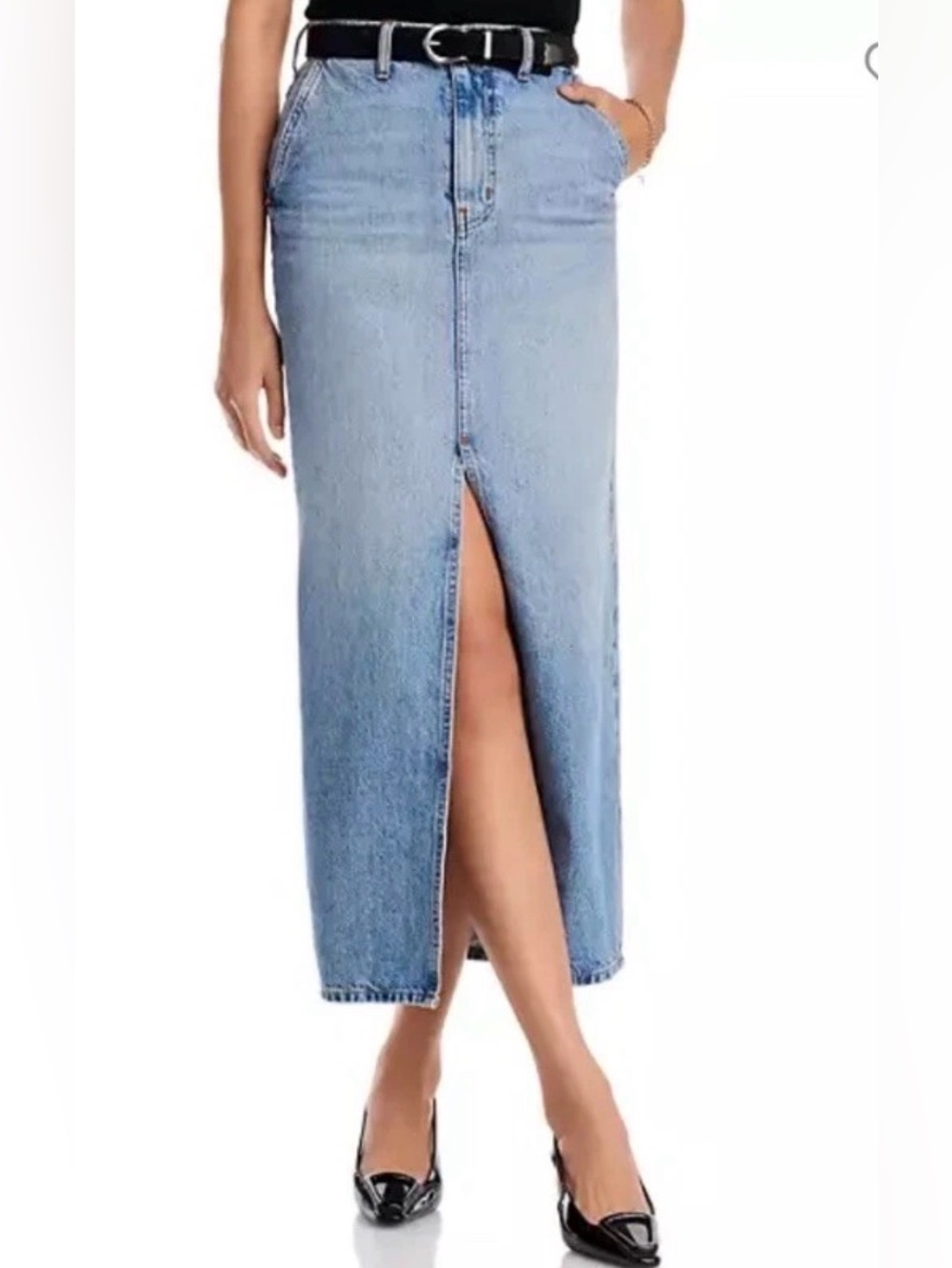 Derek Lam 10 Crosby Cotton High Rise Denim Maxi Skirt Blueโ 30